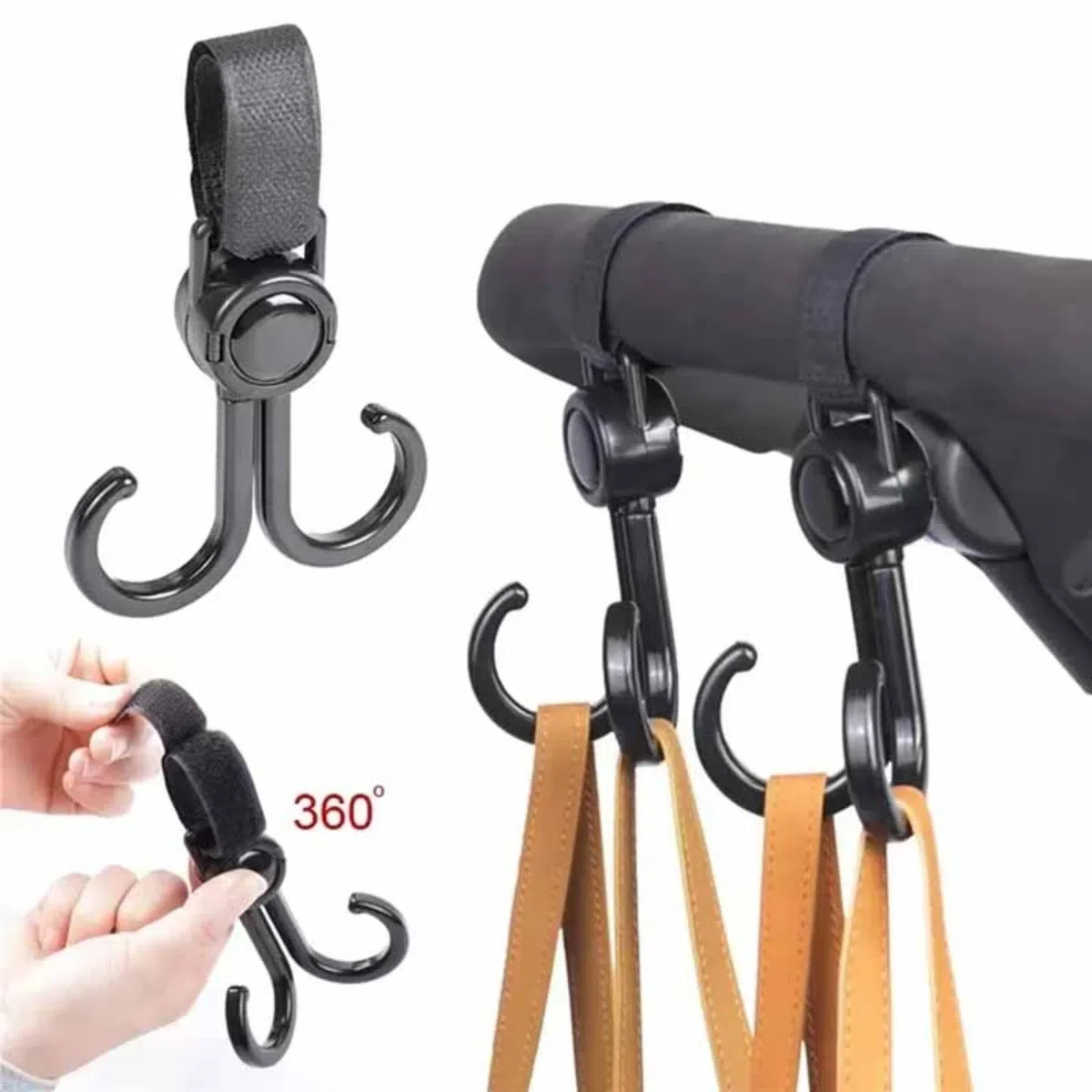 Travel Accessories Baby - خطافات مزدوجة قابلة للدوران لعربة الأطفال